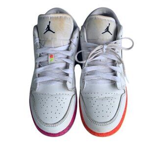 Nike Jordan 1 Low Sneakers Boys Youth White Multi-Color Low Top Casual Size 5.5Y